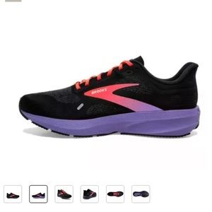 NWT Brooks Launch 9 size 6.5 Blk coral purple